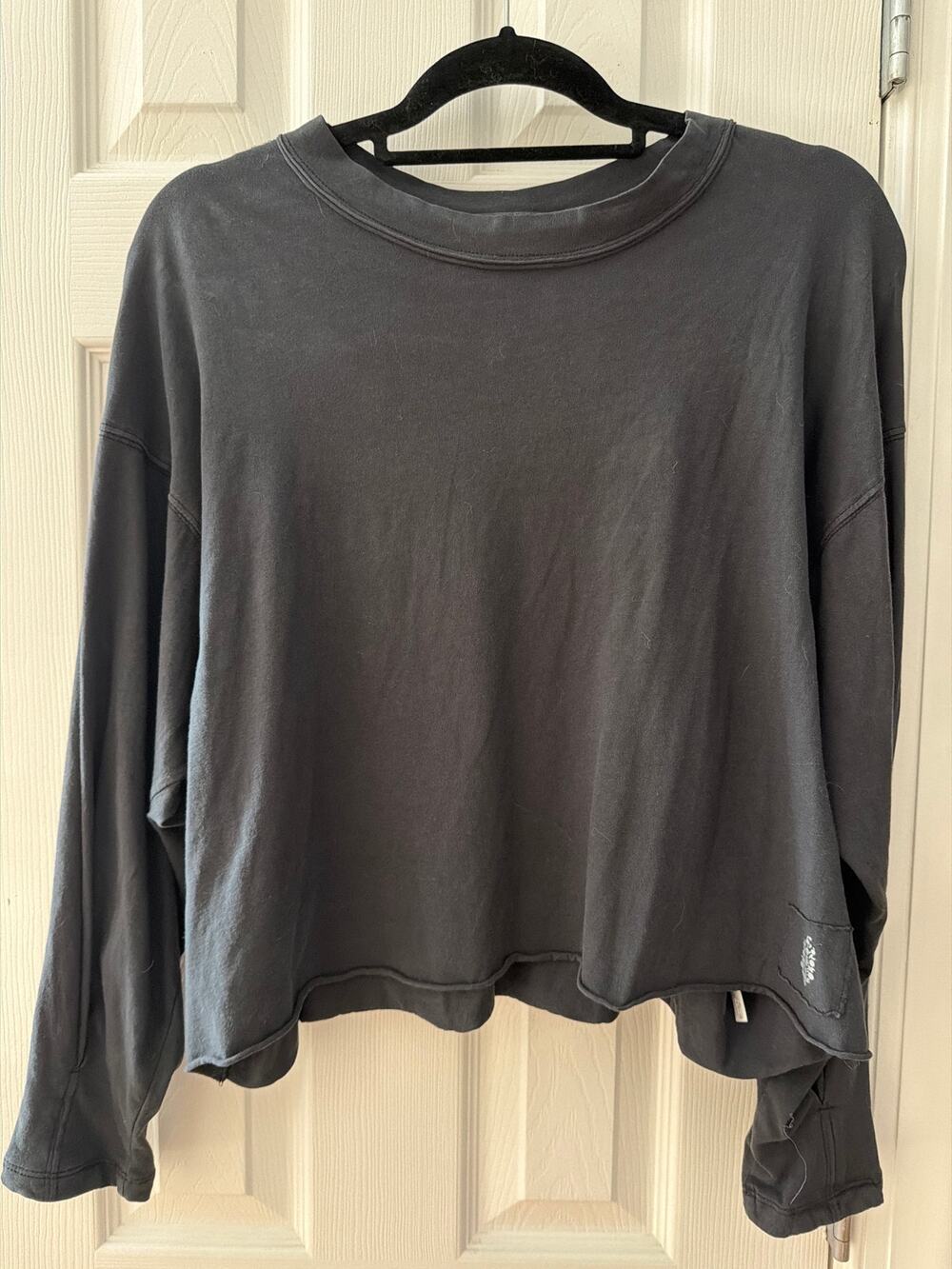 Free People Oversized Faded Black Long Sleeve Tee Size S Women